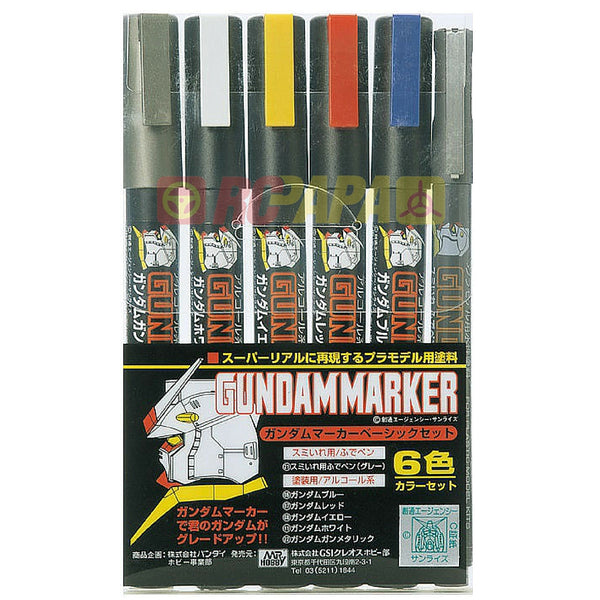 Mr. Hobby Gundam Marker Pen (Basic 6 Color) GMS105 – RC Papa